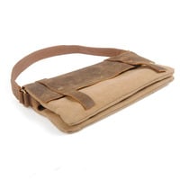 Nice Pink Leather Canvas Messenger Bag - Thumbnail 2