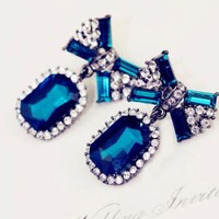 Blue Bow drop earrings - Thumbnail 1