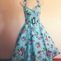 'Fit and Flare' Floral Dress - Thumbnail 1