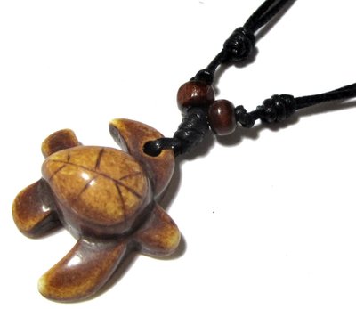 Baby Sea Turtle Necklace w/Beautiful Solid Tear Drop Design-(Brown)-Unisex