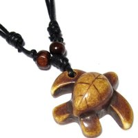 Baby Sea Turtle Necklace w/Beautiful Solid Tear Drop Design-(Brown)-Unisex - Thumbnail 1