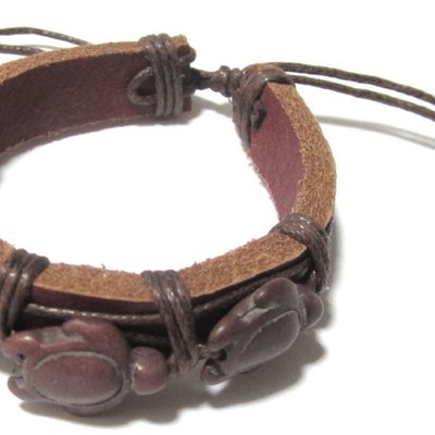 Sea turtle bracelet-handmade sea turtle leather bracelet-(hawaiian honu turtle)-(brown)-unisex