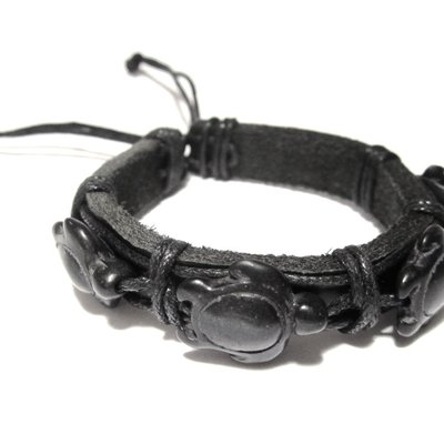 Sea turtle bracelet-handmade sea turtle leather bracelet-(hawaiian honu turtle)-(black)-unisex