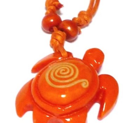 Sea turtle necklace w/beautiful spiral design-(orange)-unisex