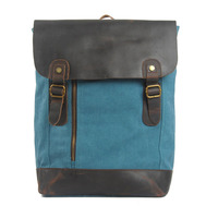 Fashion Leather Canvas Middle zipper Backpack - Thumbnail 1