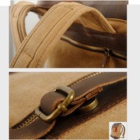 Fashion Leather Canvas Middle zipper Backpack - Thumbnail 3
