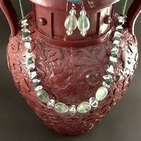 Fluorite Malachite Quartz Necklace Earring Set - Thumbnail 1