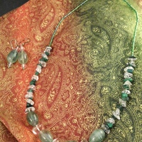 Fluorite Malachite Quartz Necklace Earring Set - Thumbnail 2
