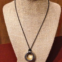 Black Ball Chain with Silver Ring Pendant - Thumbnail 1