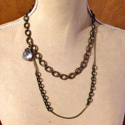 Multi Chain with Tear Drop Side Pendant