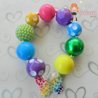 Butterfly Chunky Bracelet/Chunky Beads/Bubblegum Beads/Girls Jewerly/ - Thumbnail 1