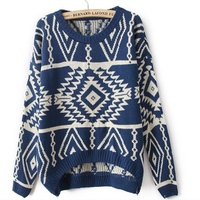 Geometric Knit Sweater (4 colors) - Thumbnail 2