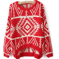 Geometric Knit Sweater (4 colors) - Thumbnail 3