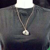 Holey Stone on Leather Unisex Necklace - Thumbnail 2