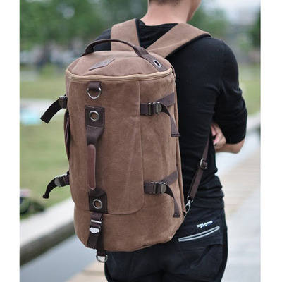 Fashion large capacity cylindrical canvas travel bag