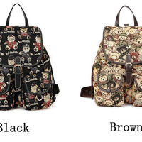 Lovely  Teddy Bear Printed Backpack - Thumbnail 1