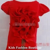 Girls Red with 3-D Red Flower Top - Thumbnail 1