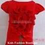 Girls Red with 3-D Red Flower Top-1
