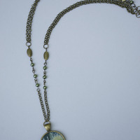 OOAK watercolor pendant "The snail king" - Thumbnail 1