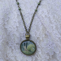 OOAK watercolor pendant "The snail king" - Thumbnail 2