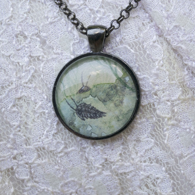 Ooak watercolor pendant "trilobites"