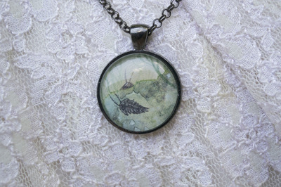 OOAK watercolor pendant "Trilobites"