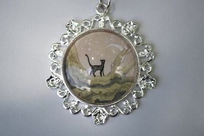 OOAK watercolor pendant "Nami contemplates"
