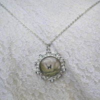 OOAK watercolor pendant "Nami contemplates" - Thumbnail 1