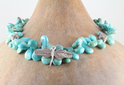 Turquoise Teardrops with Dragonfly
