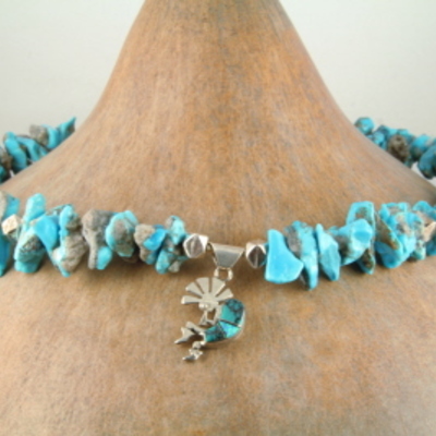 Turquoise nuggets with blue opal inlay kokopelli - Thumbnail 5