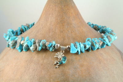 Turquoise Nuggets with Blue Opal Inlay Kokopelli