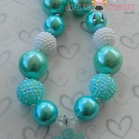 Frozen Inspired/Queen Elsa/Chunky Necklaces/Frozen/Bubblegum Beads/Girls Jewelry - Thumbnail 2