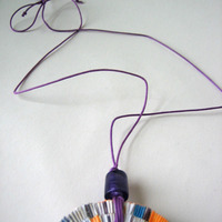 Paper Necklace on Purple Cotton Cord - Thumbnail 4