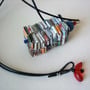 Reclaimed Materials Necklace With Lapis Bead On Leather Cord-3