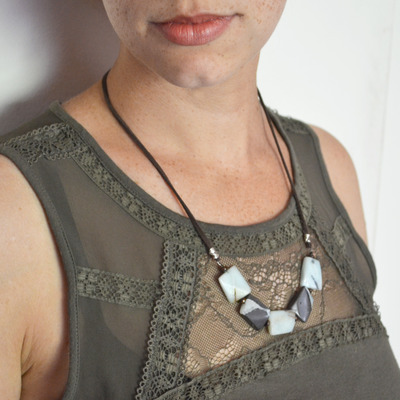 Stone necklace, amazonite jewelry, boho necklace, pale blue necklace - Thumbnail 3