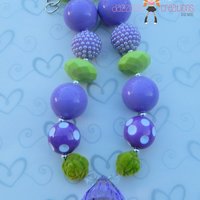 Tinker Bell Inspired/Chunky Necklace/Bubblegum Beads/Girls Jewelry/Hair Clip/Halloween - Thumbnail 1