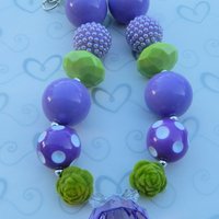 Tinker Bell Inspired/Chunky Necklace/Bubblegum Beads/Girls Jewelry/Hair Clip/Halloween - Thumbnail 2
