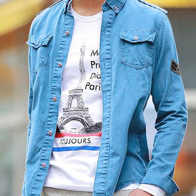 Summer fashion new korean style long sleeves jacket 910sj-8053-63-blue