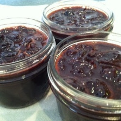 Chocolate cherry jam/topping, 8 oz.