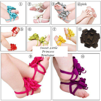 Lovely Infant Toddler Baby Girl 0-12M Feet Decor Barefoot Flowers Sandals Shoes