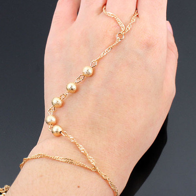 Linked beaded fashion bracelet & ring set