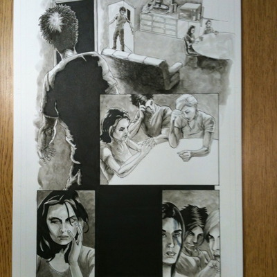 Yuri page 27 sequential production page - pen and ink with inkwash