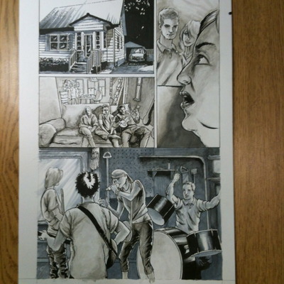 Yuri page 9 sequential production page - pen and ink with inkwash