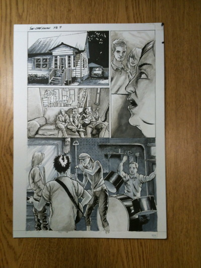 Yuri Page 9 Sequential Production Page - Pen and Ink with Inkwash
