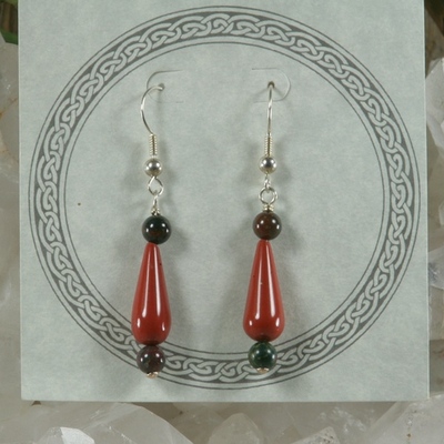 Red jasper and bloodstone earrings - Thumbnail 4
