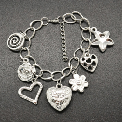 Dark silver charm bracelet