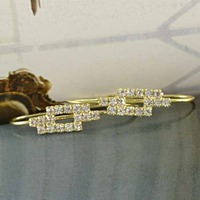 Gold Hoop Earrings With CZ Diamonds - Thumbnail 1