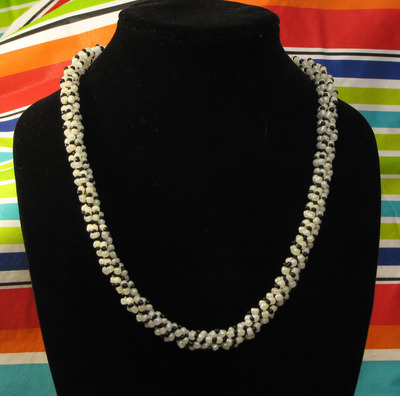 Hand woven glass beaded spiral rope - black and white