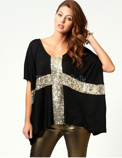 Ladies Sequin Cross Shirt