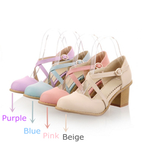 Round Toe Bandage Thick Heels Sandal Shoes Free Ship SP140922 - Thumbnail 2